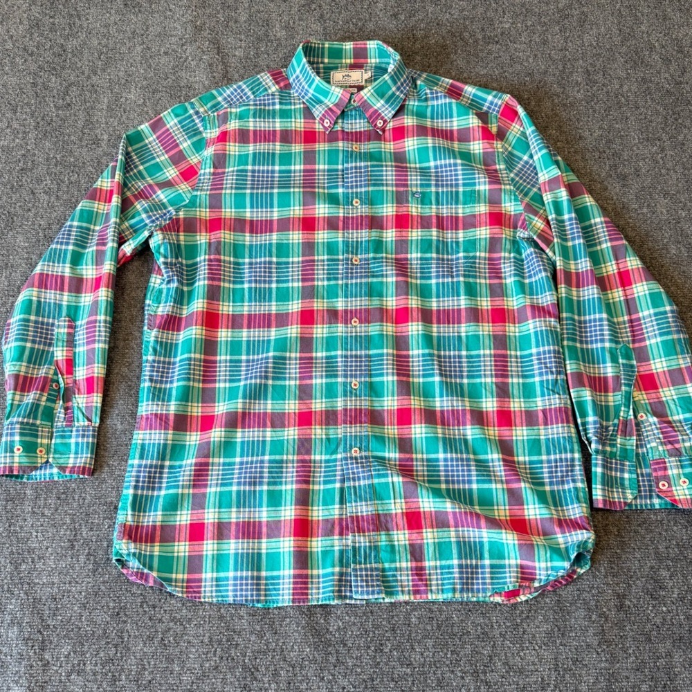 Southern‎ Tide Mens Flannel Button Down Shirt Long Sleeve Plaid Classic Fit